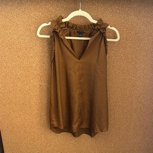 Ann Taylor Brown Ruffled Sleeveless Blouse